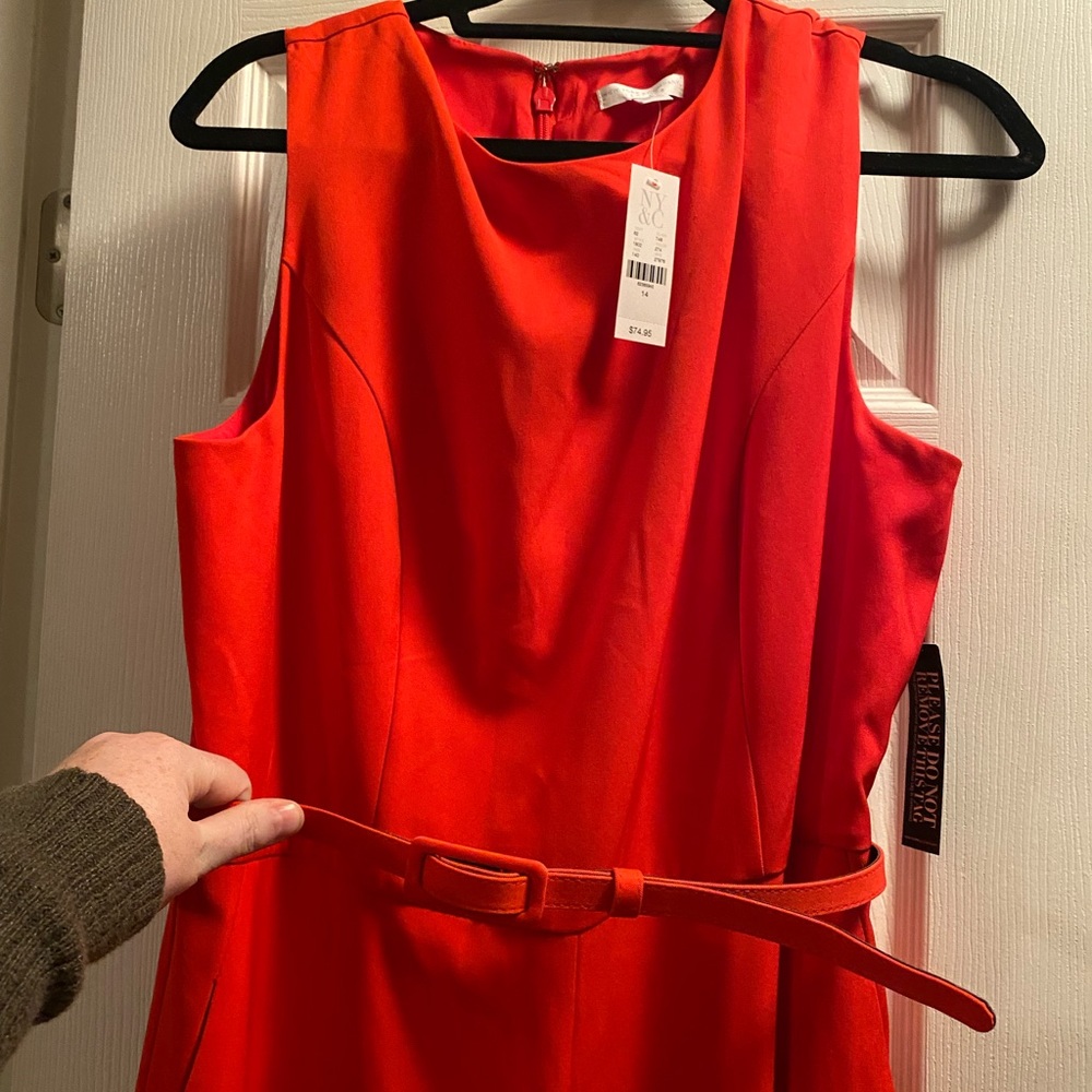 Gorgeous red New York and company jumpsuit with belt. Nwt